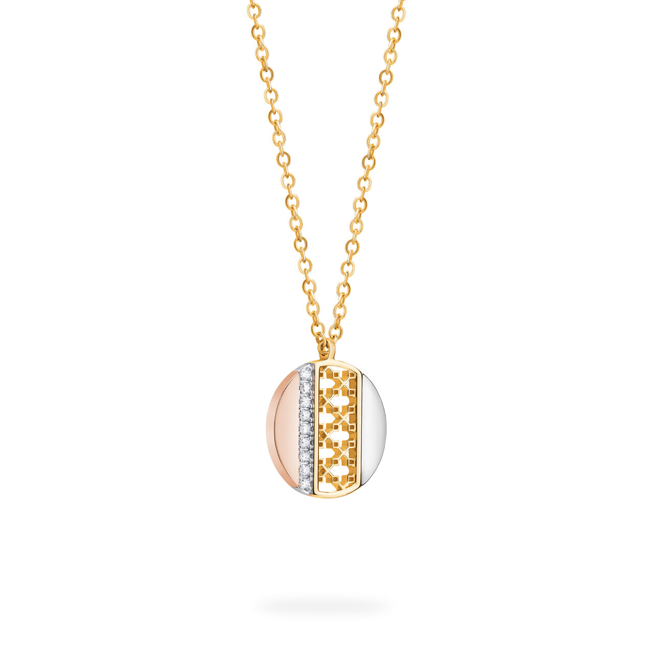 birks-dare-to-dream-tri-gold-diamond-circle-pendant-450016921194 image number 2